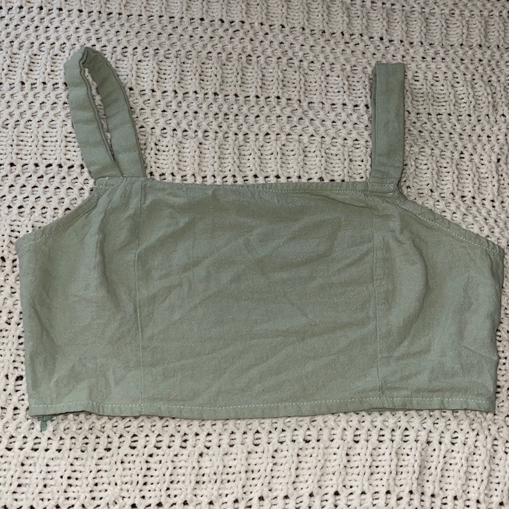 Green Crop Top with Thick Straps